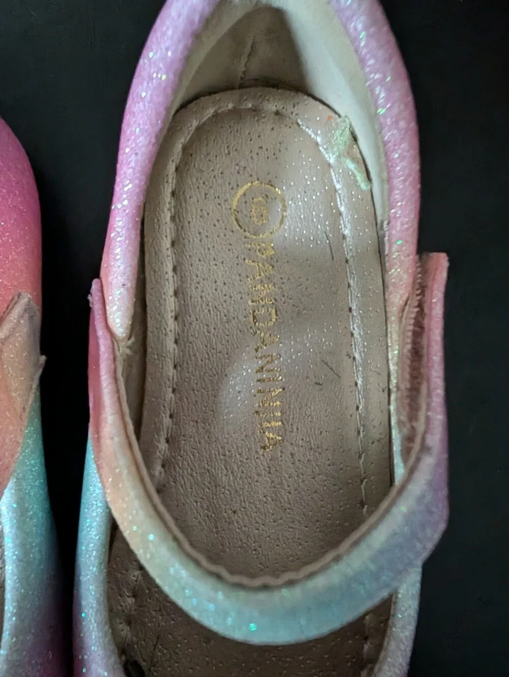 Kids Glitter Rainbow Mary Jane Shoes - Pink